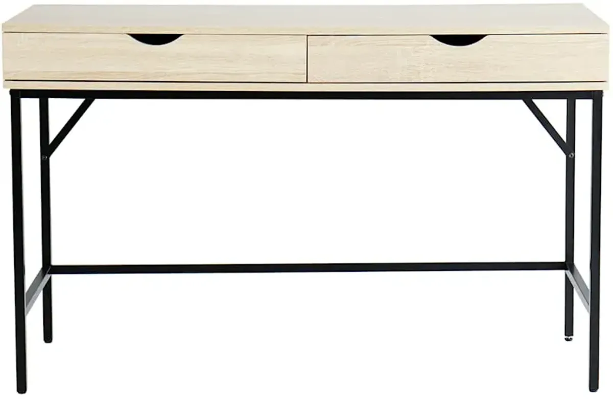 Honeybloom Burnaby Wood & Metal Desk, Natural Wood Finish