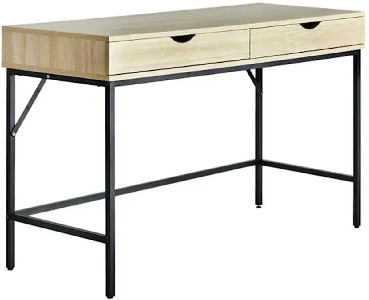 Honeybloom Burnaby Wood & Metal Desk, Natural Wood Finish