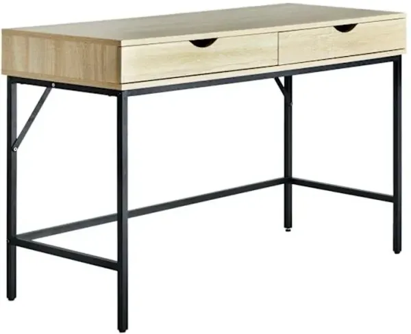 Honeybloom Burnaby Wood & Metal Desk, Natural Wood Finish