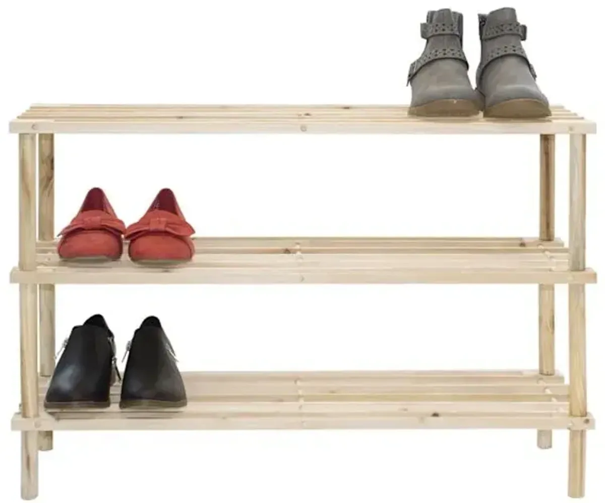 3-Tier Wooden Shoe Rack, Natural
