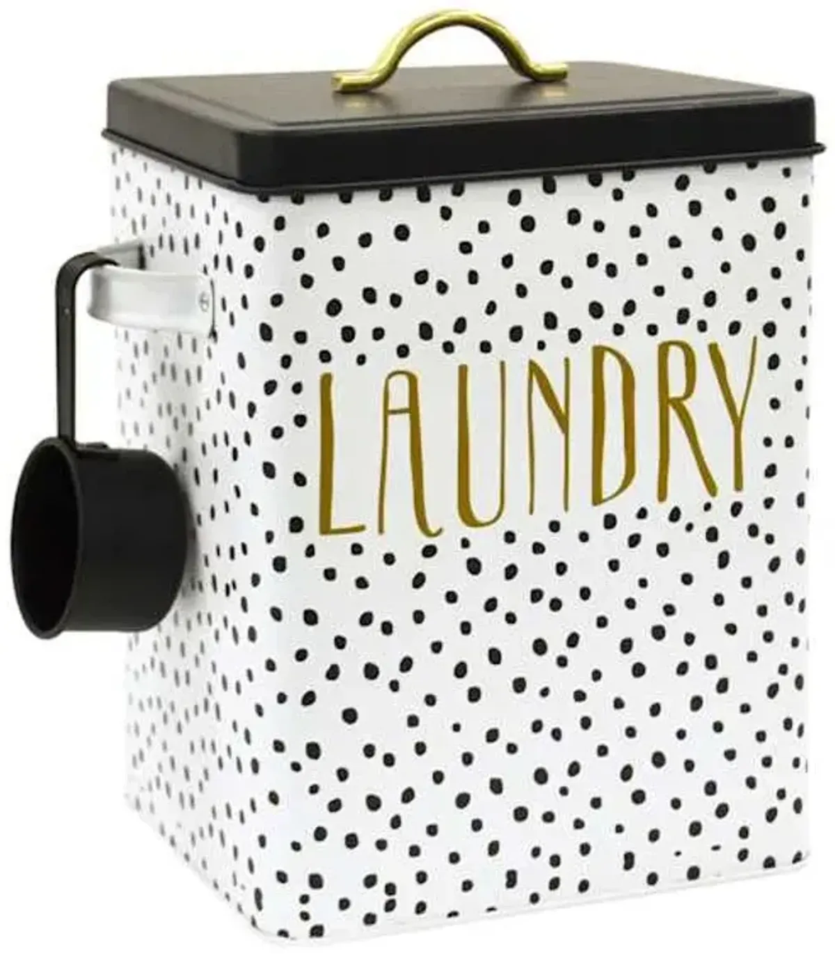 Doreen White & Black Metal Laundry Storage Canister, Medium