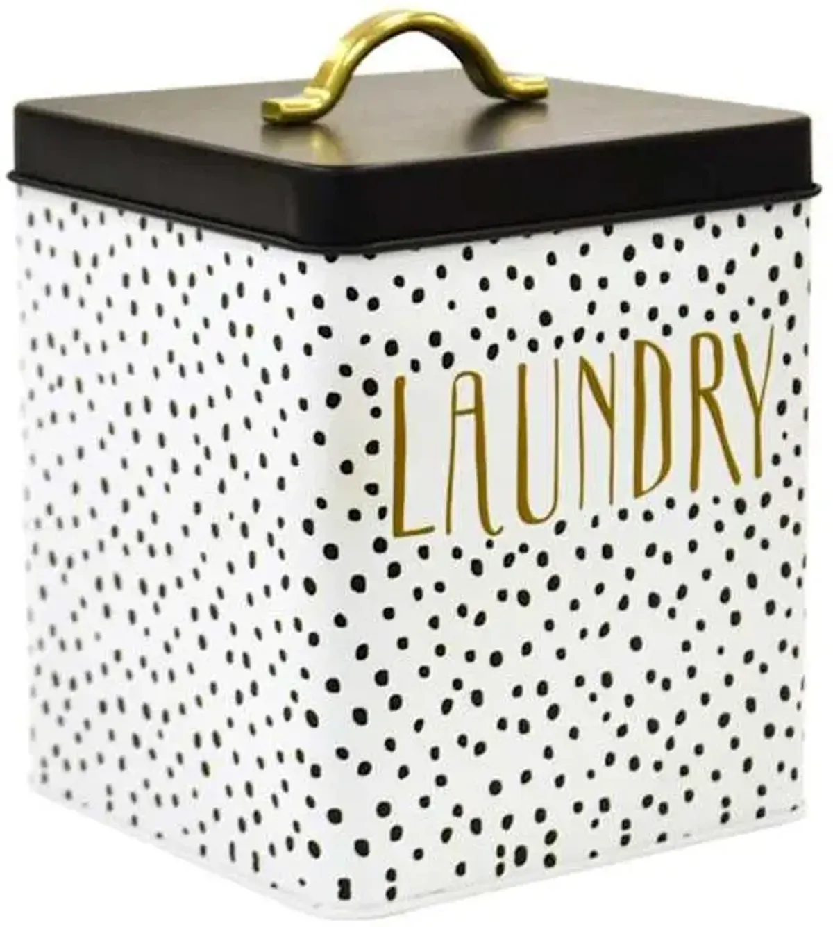 Doreen White & Black Metal Laundry Storage Canister, Small