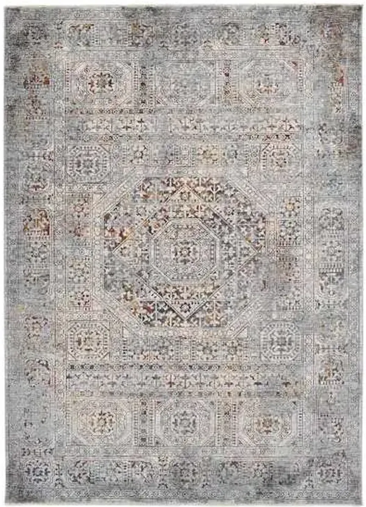 (A462) Blue Multicolor Modern Dense Medallion Area Rug, 8x10