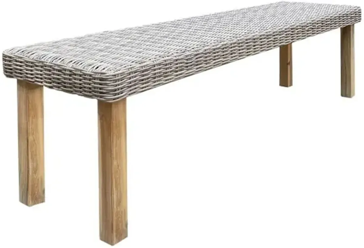 Park City Acacia Wood & Wicker Backless Outdoor Dining Bench
