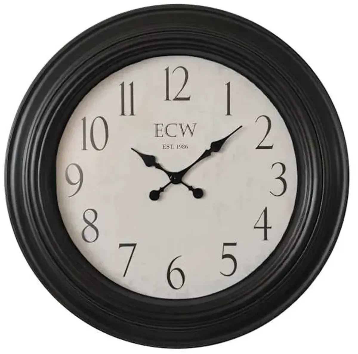 Distressed Black Classic Dial Round Wall Clock, 30"