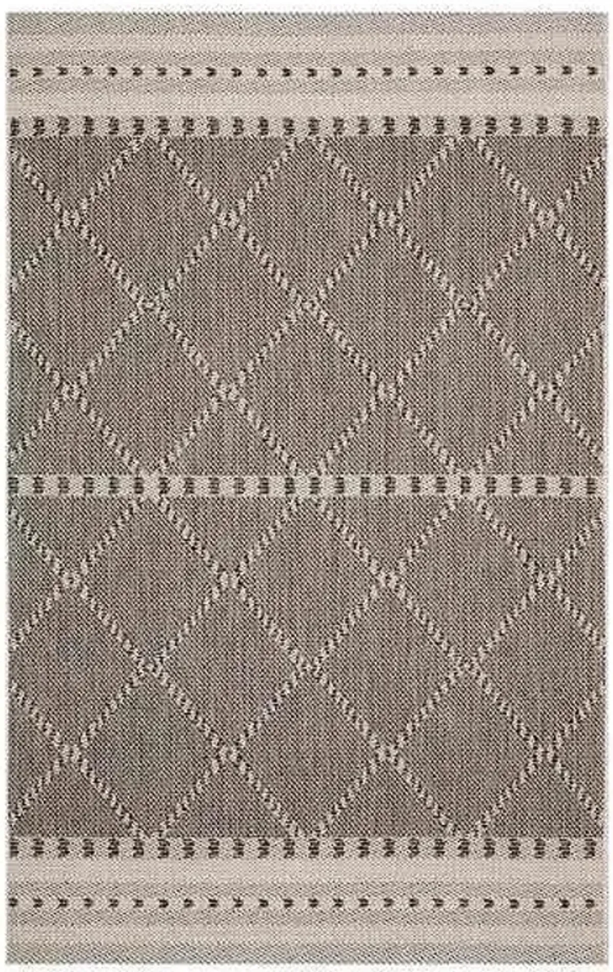 (E301) Crosby St. Oasis Ecru & Black Diamond Design Indoor & Outdoor Area Rug, 8x10