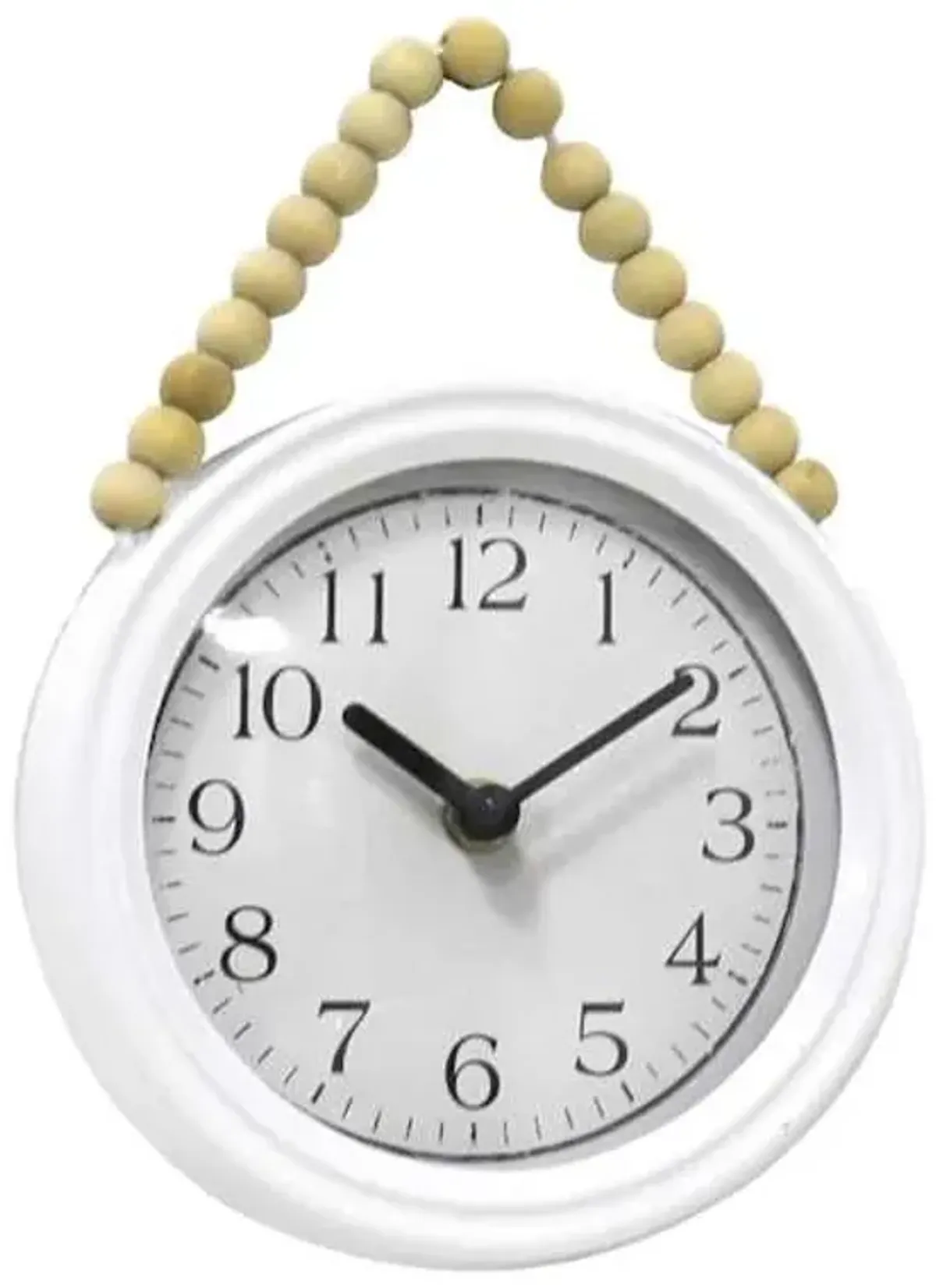 White Beaded Round Wall Clock, 7x9