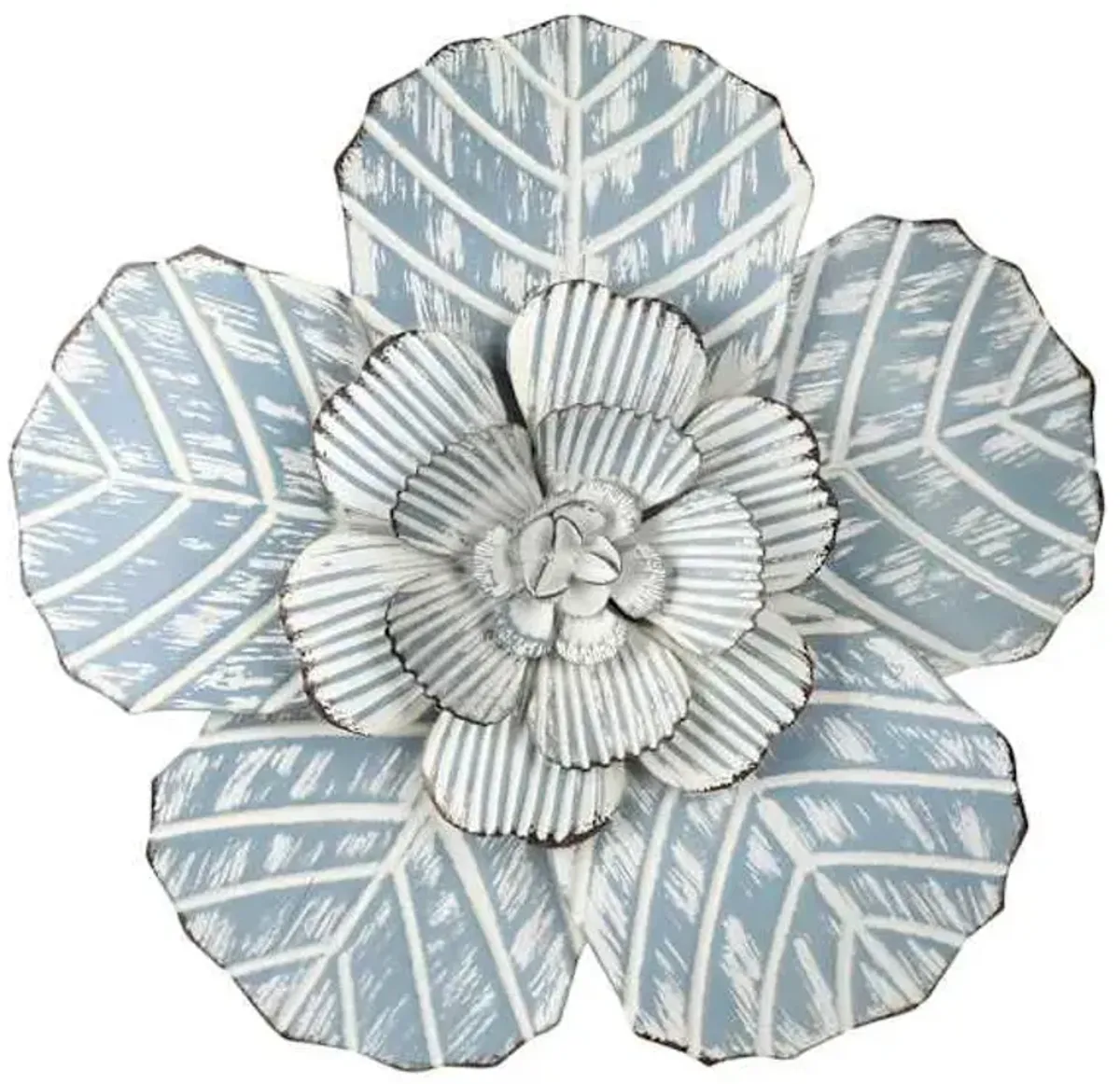Embossed Blue Metal Flower Wall Decor, 10"