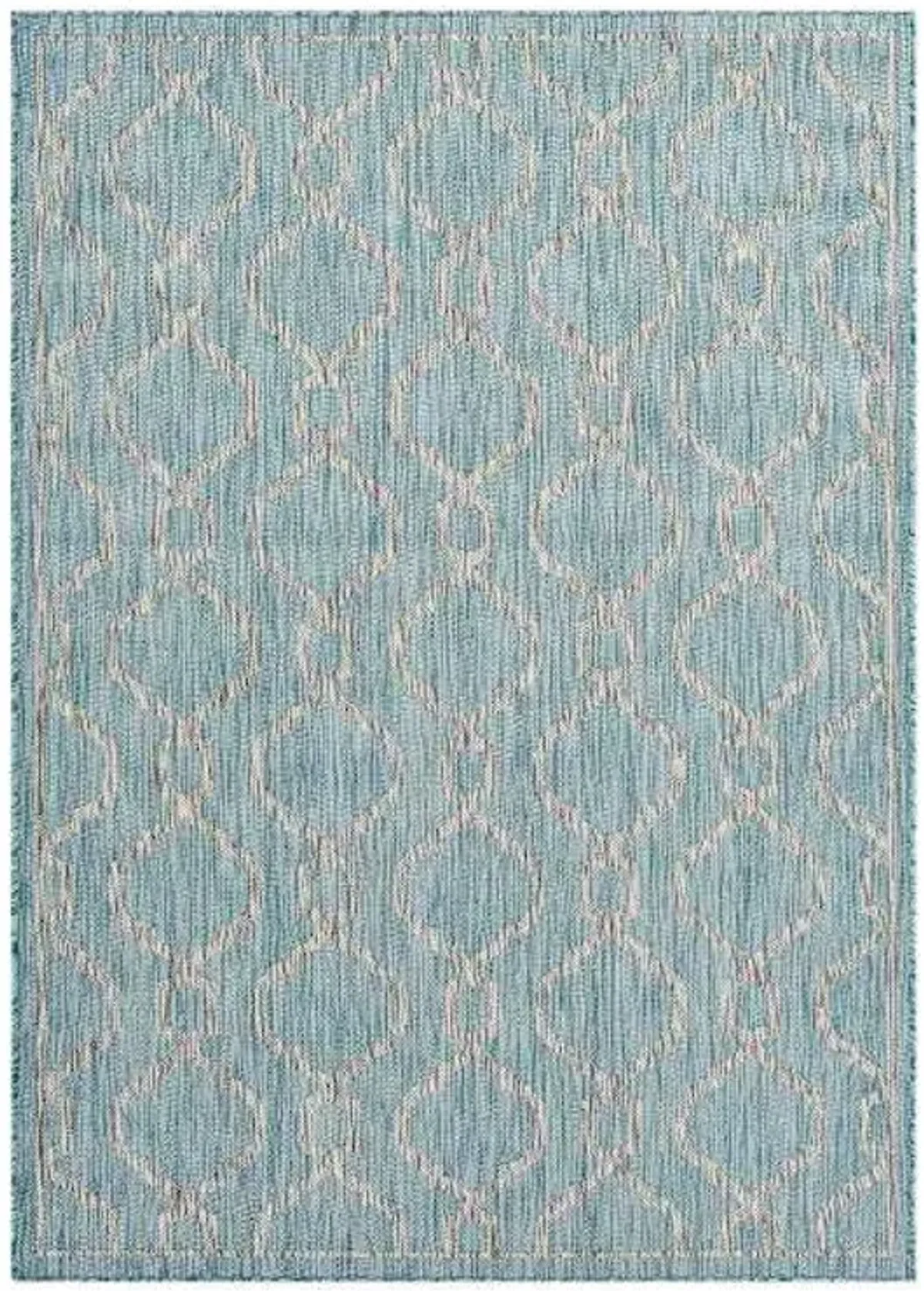 (E306) Aqua Geo Wave Indoor & Outdoor Area Rug, 5x7
