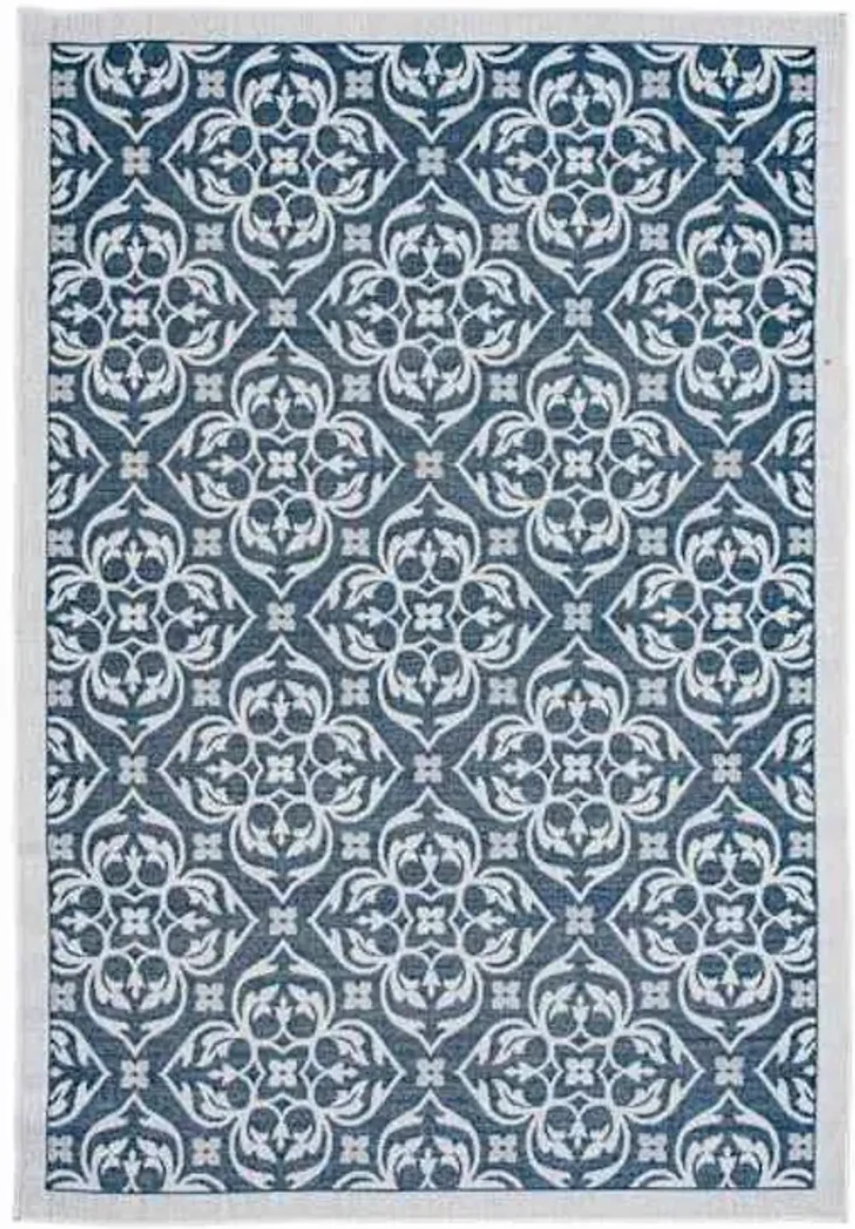 (E308) New Zealand Cobalt Blue Woven Indoor & Outdoor Area Rug, 5x7