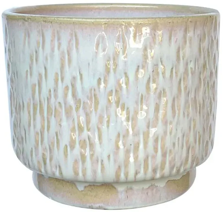 White Dimpled Ceramic Outdoor Planter, Large