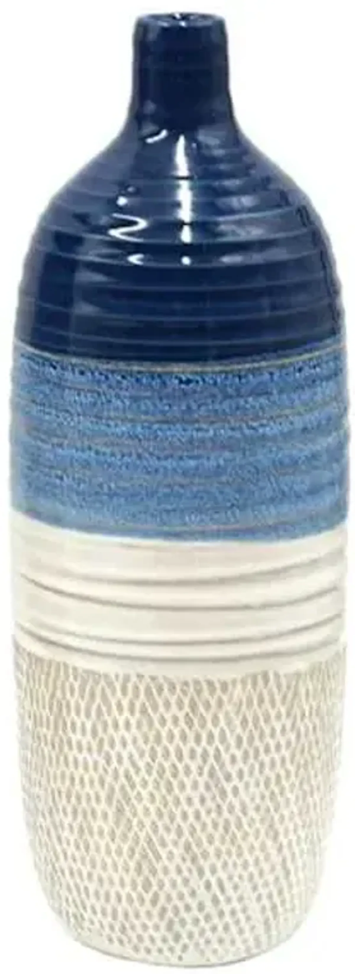 Tracey Boyd White & Blue Ceramic Vase, 10"