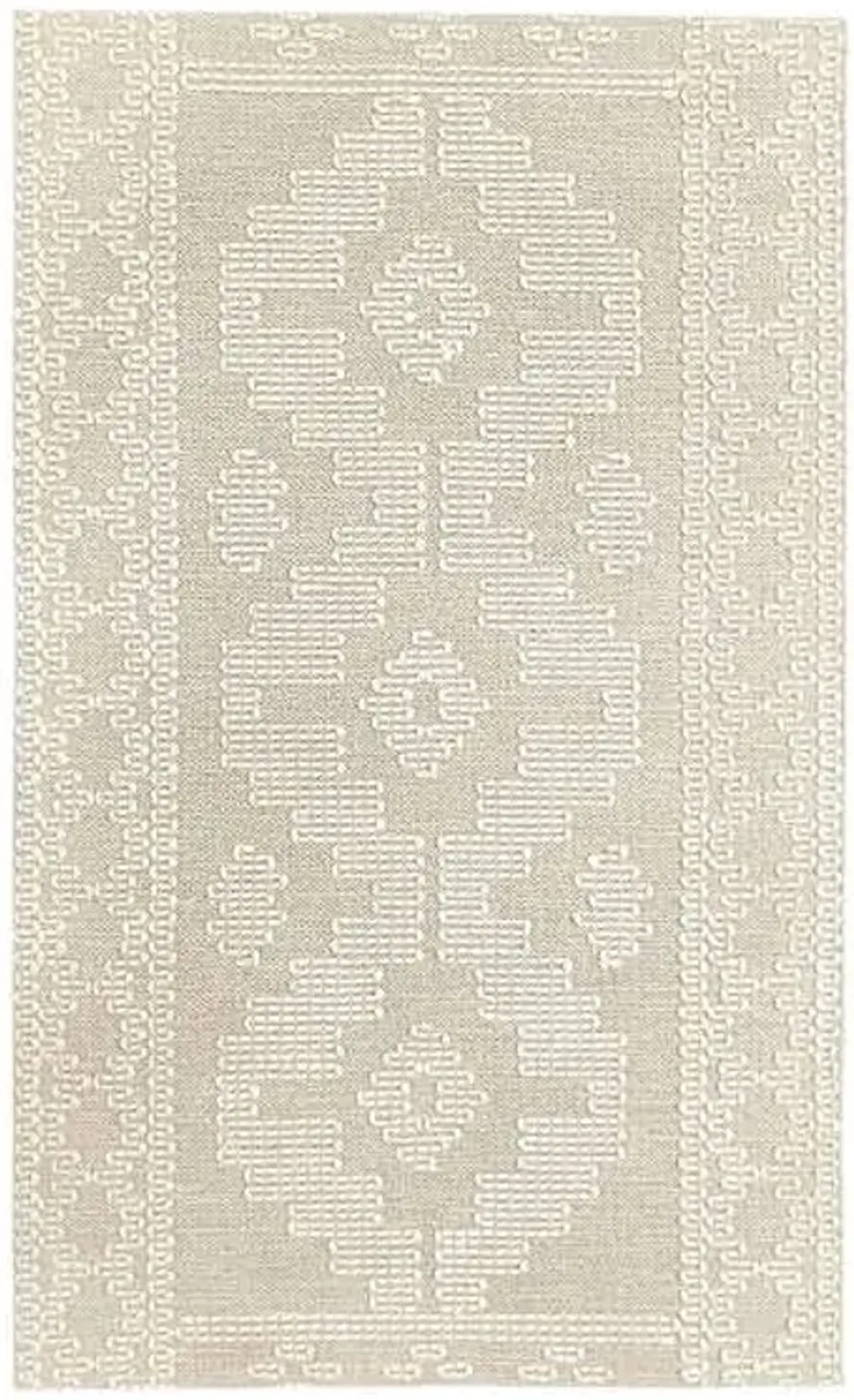 (B669) Found & Fable Goa Ivory Tribal Handmade Accent Rug, 3x5