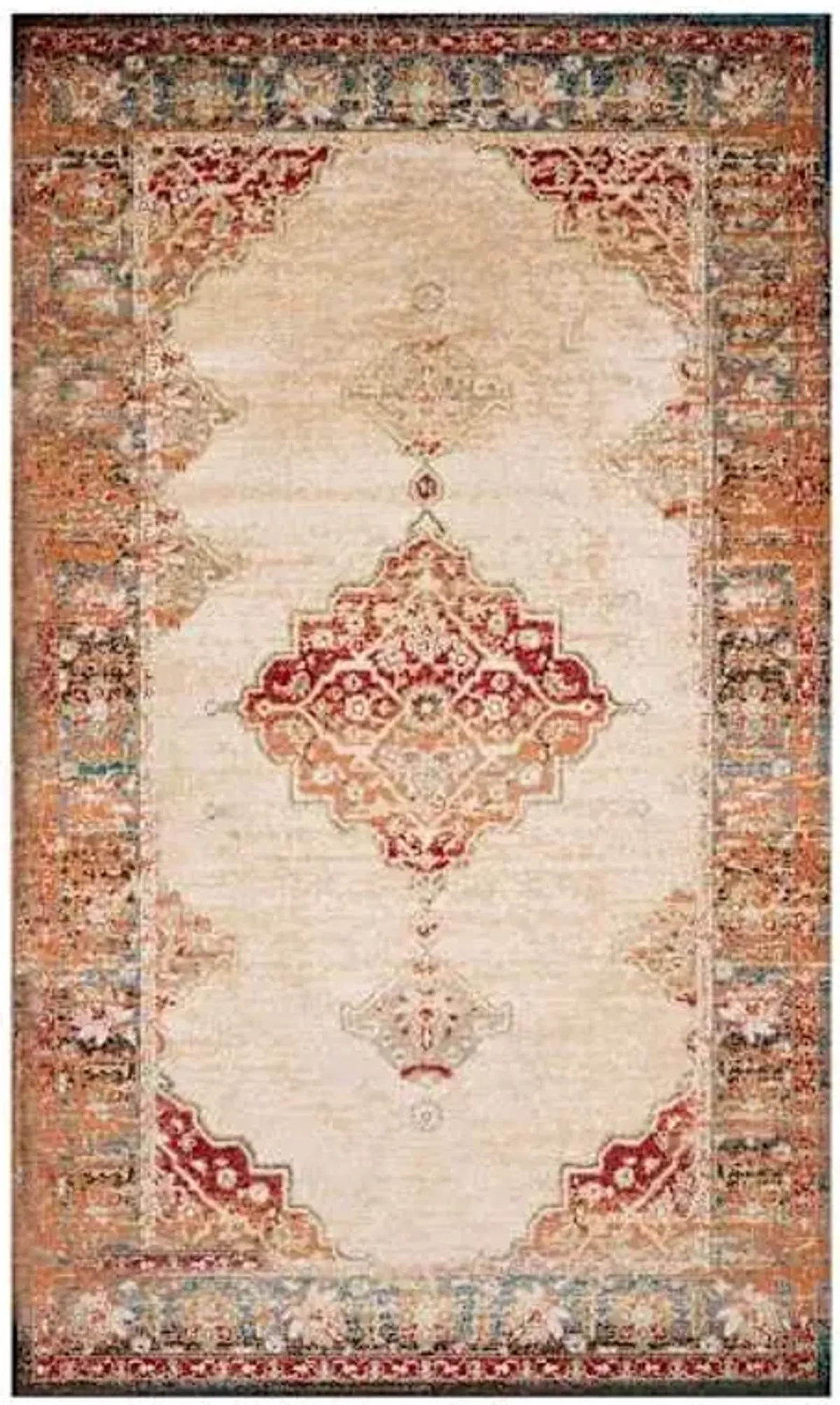 (D474) Alisa Medallion Ivory Sunset Area Rug, 5x7