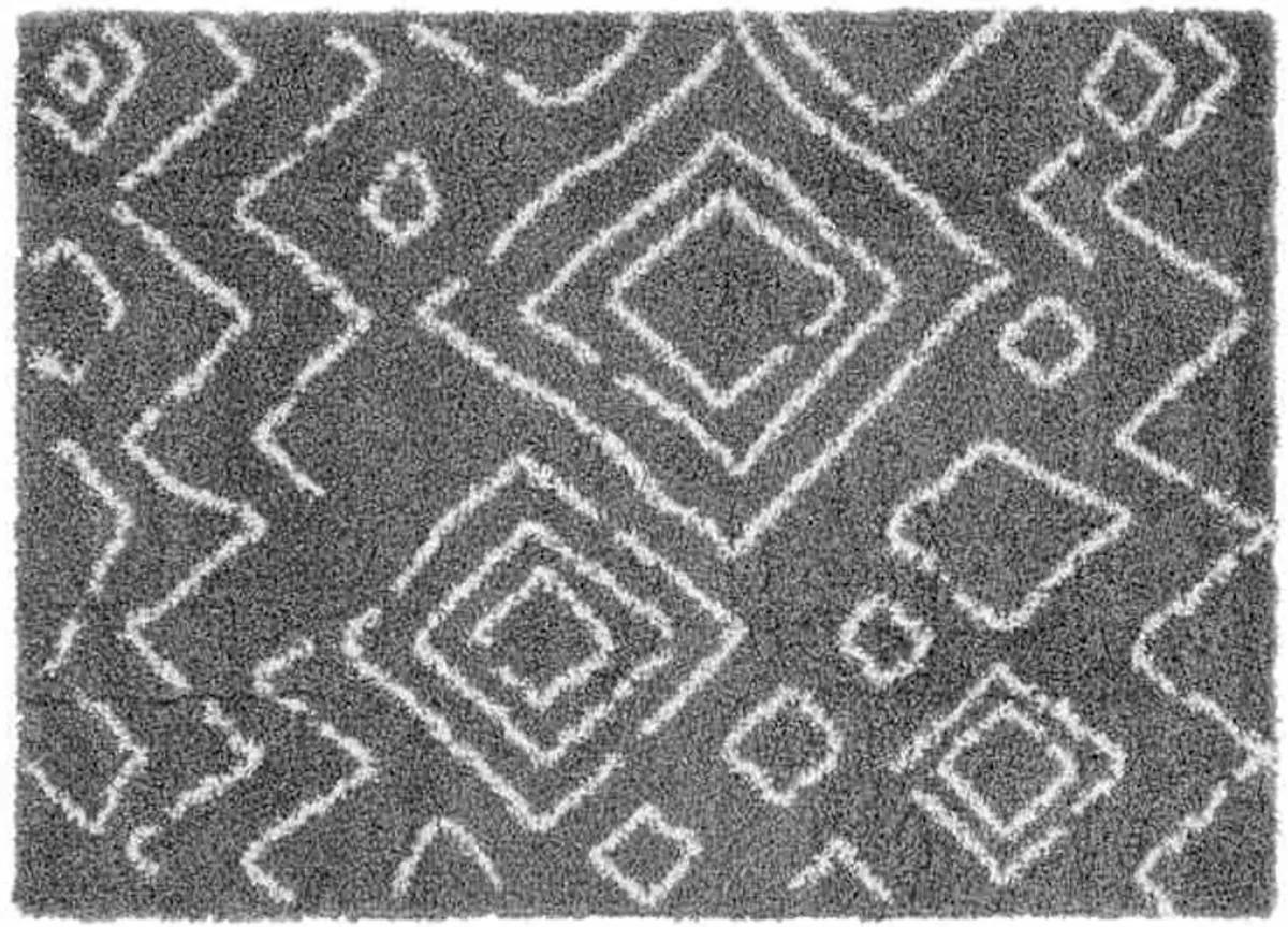 (C167) Dark Grey & Ivory Moroccan Style Shag Runner, 2x6