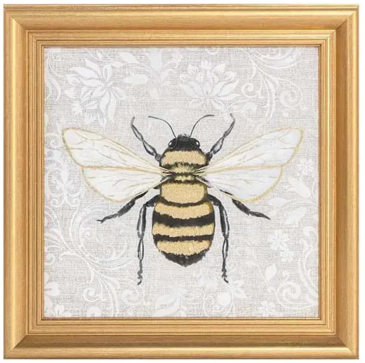 Gold Bumble Bee Textured Canvas Wall Art, 14"