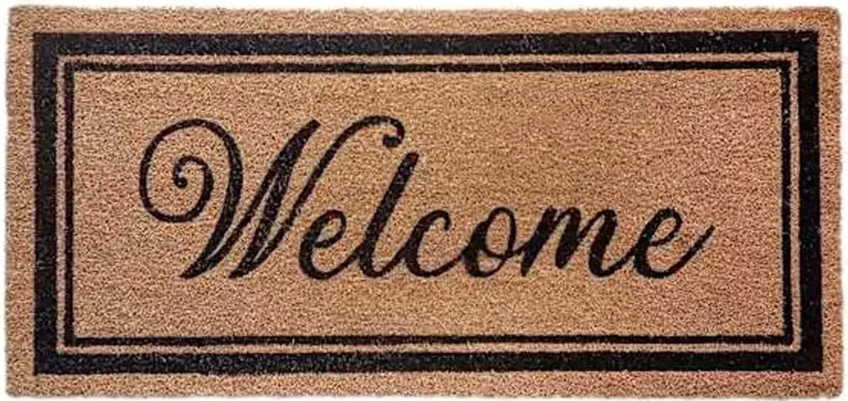 Providence Welcome Black Natural Coir Mat, 22x47