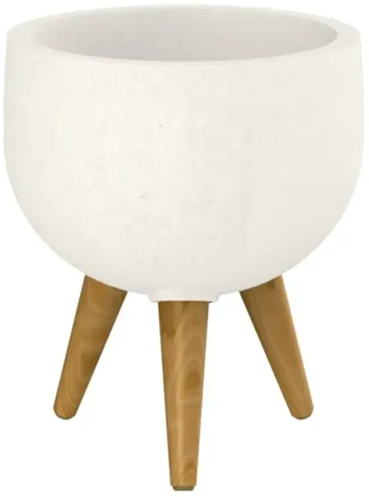 Japi All Weather Proof Off-White Round Rustic Planter Stand, Small