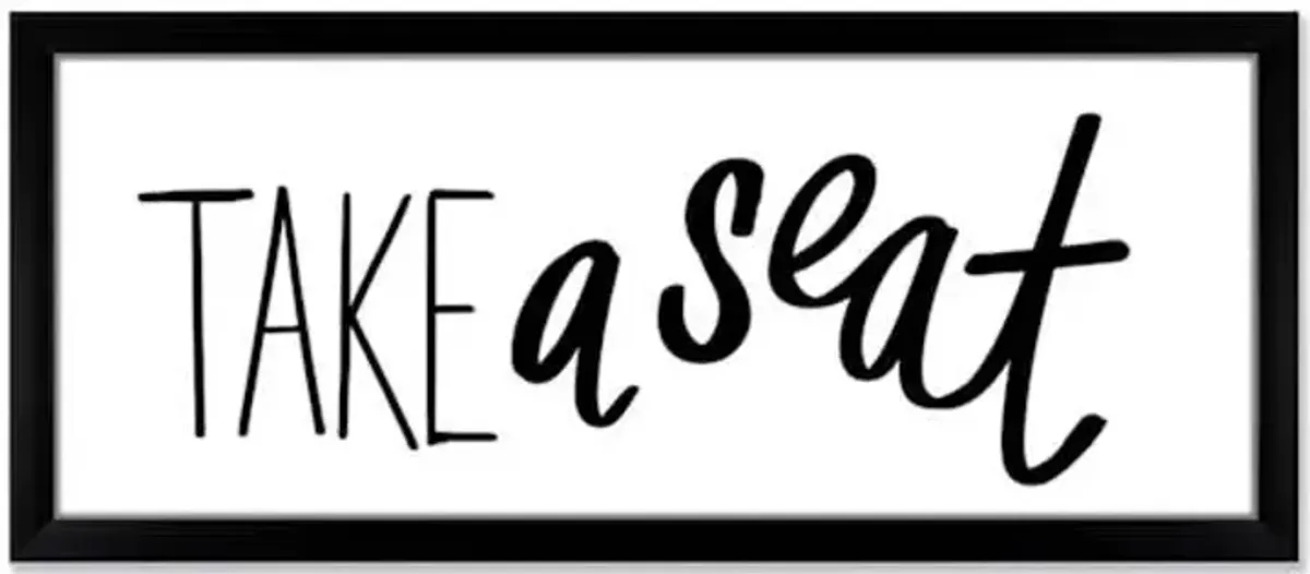 Glass Framed Take a Seat Bathroom Wall Art, 8x20