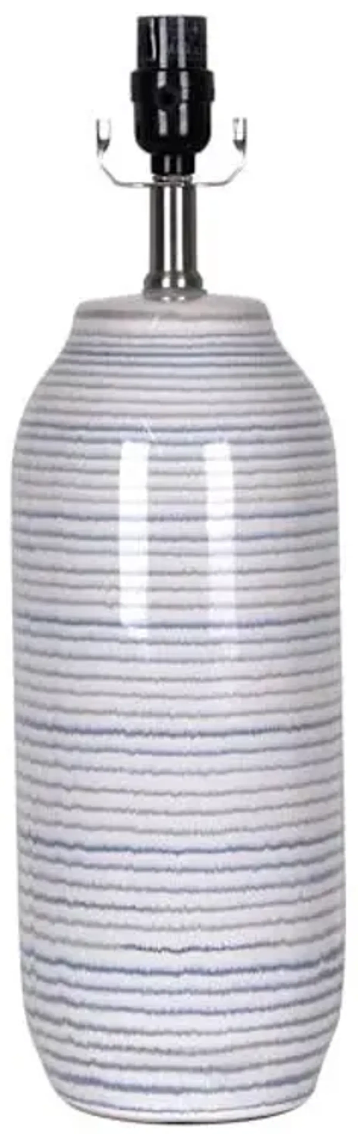 Blue & Grey Striped Ceramic Medium Table Lamp Base, 19.5"
