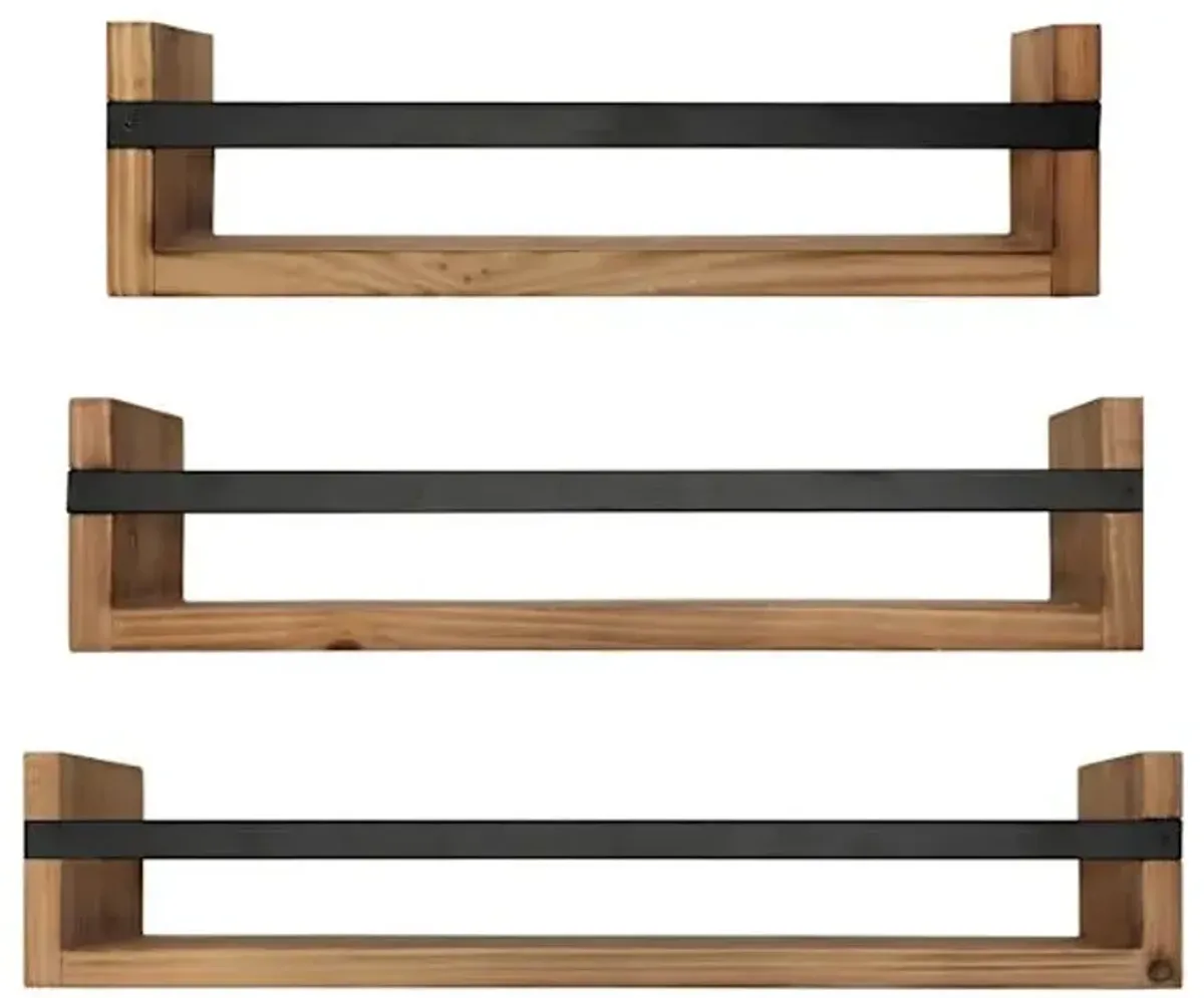 3-Piece Wood & Metal Wall Shelves Set