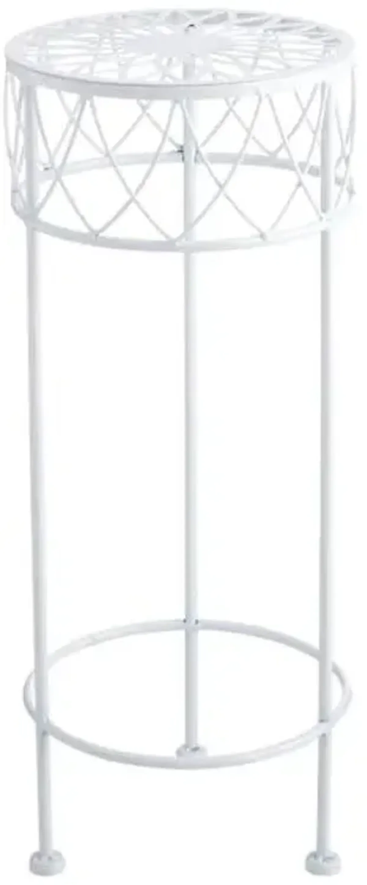 White Metal Round Plant Stand, Small