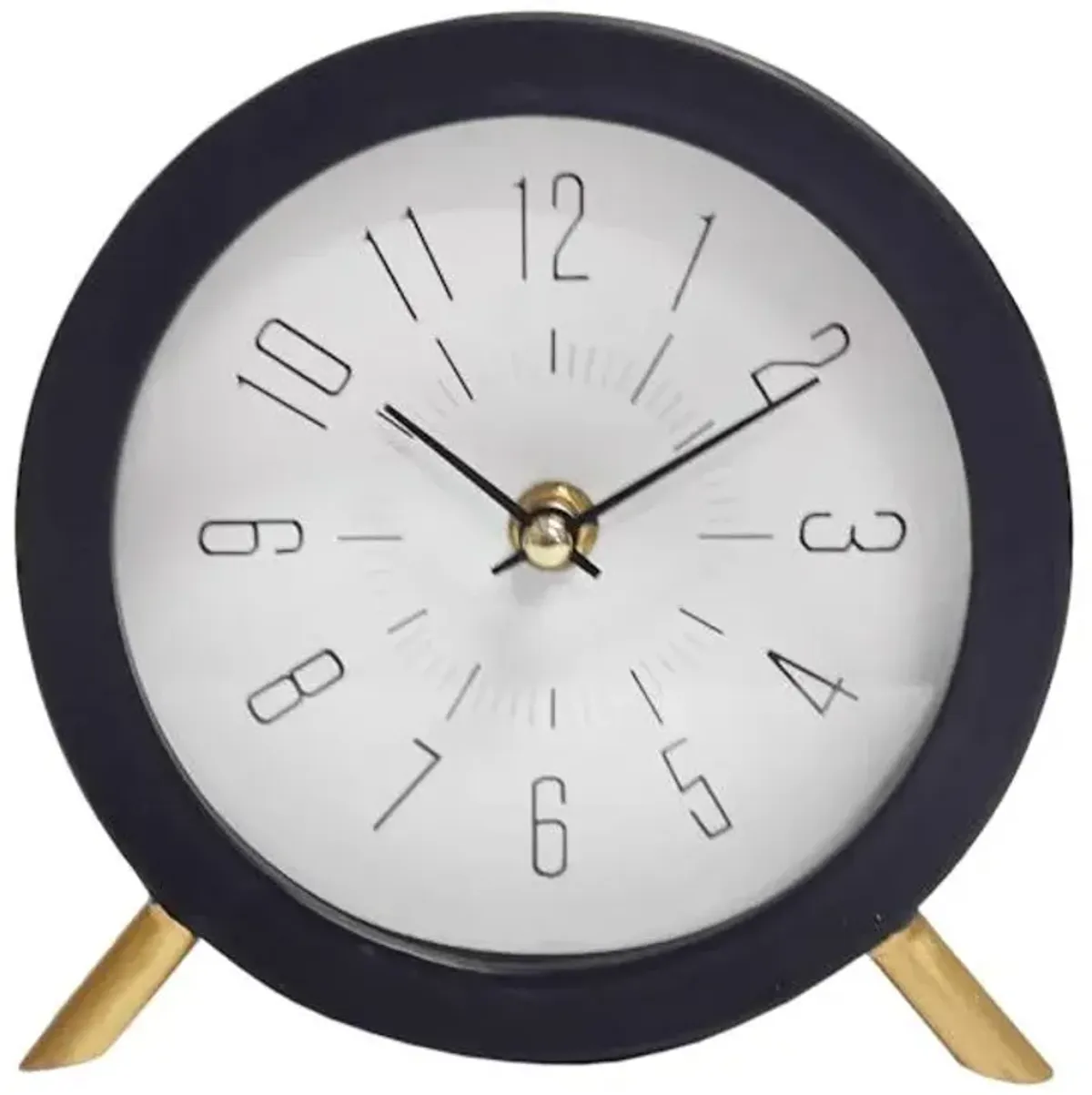 Black Metal Table Clock, 6"