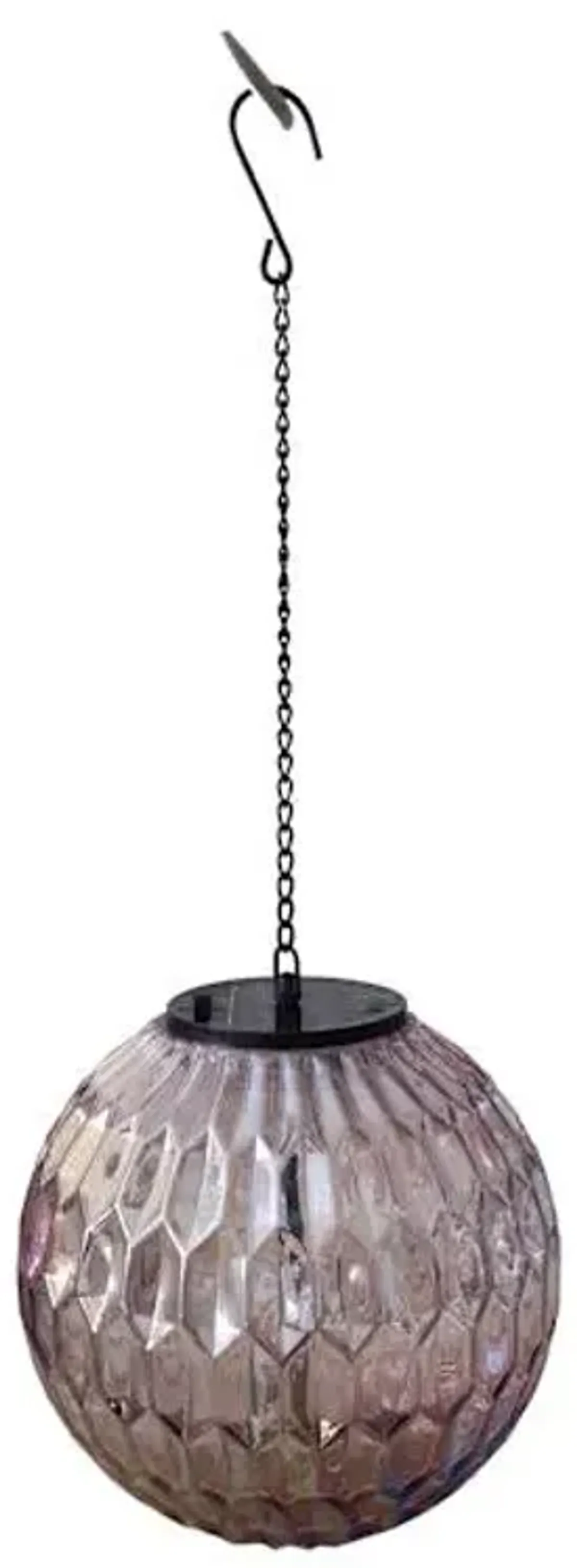 LED Purple Glass Hanging Ball Outdoor Solar Lantern, 8"