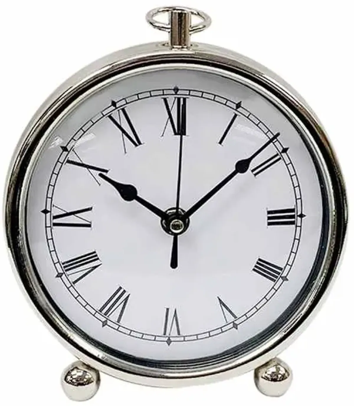 Laila Ali Silver Metal Round Clock, 7"