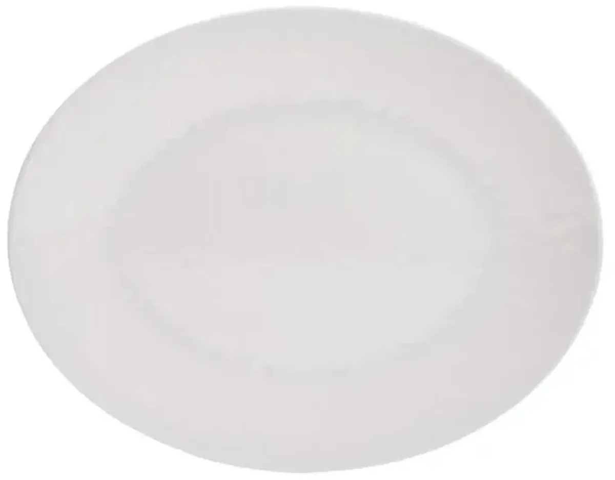 Embossed Melamine Oval Serving Tray, White