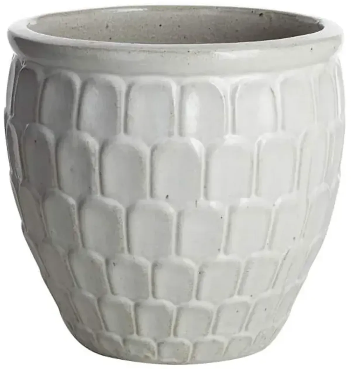 White Crown Ceramic Outdoor Planter, Large