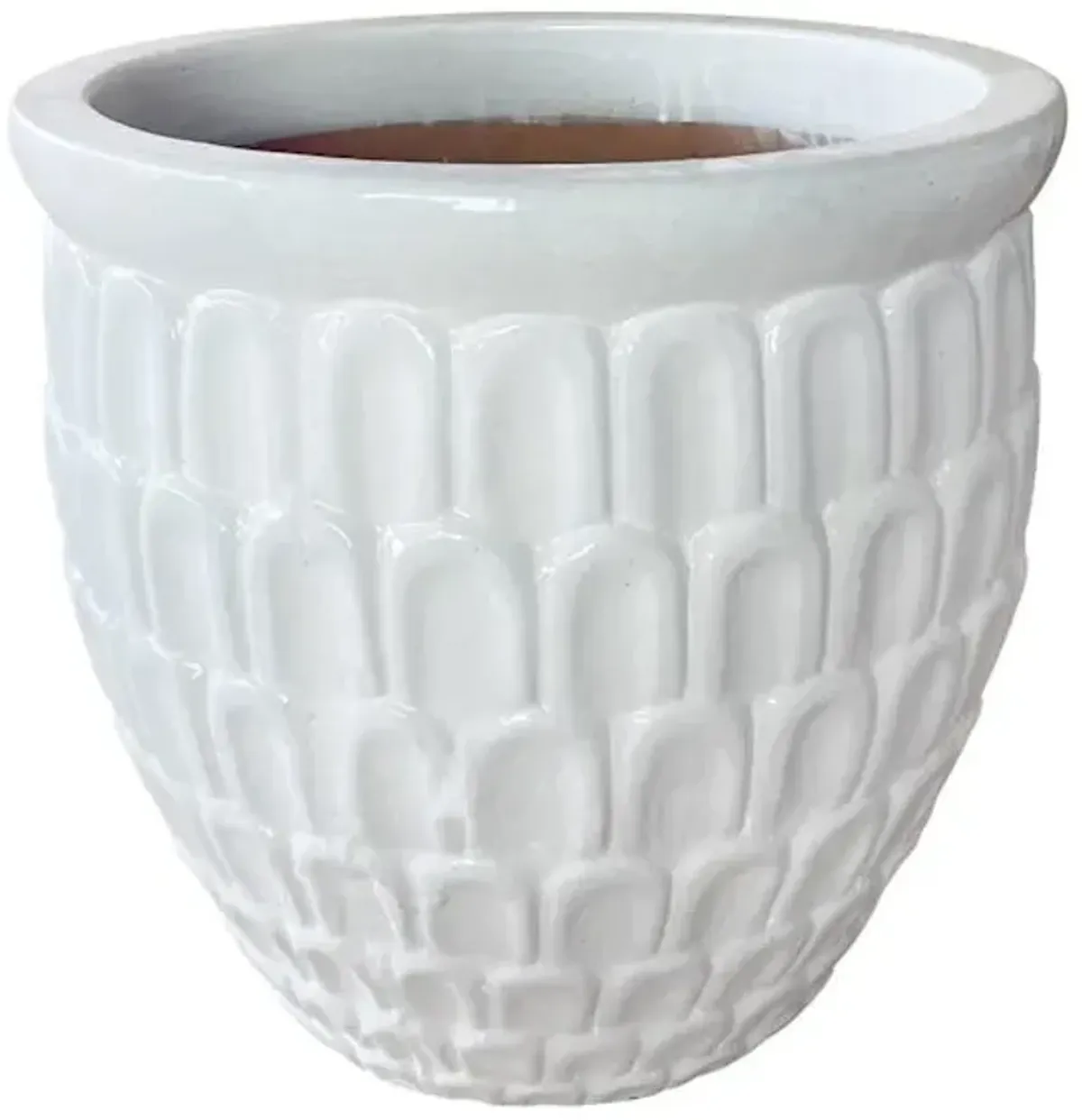 White Crown Ceramic Outdoor Planter, Medium