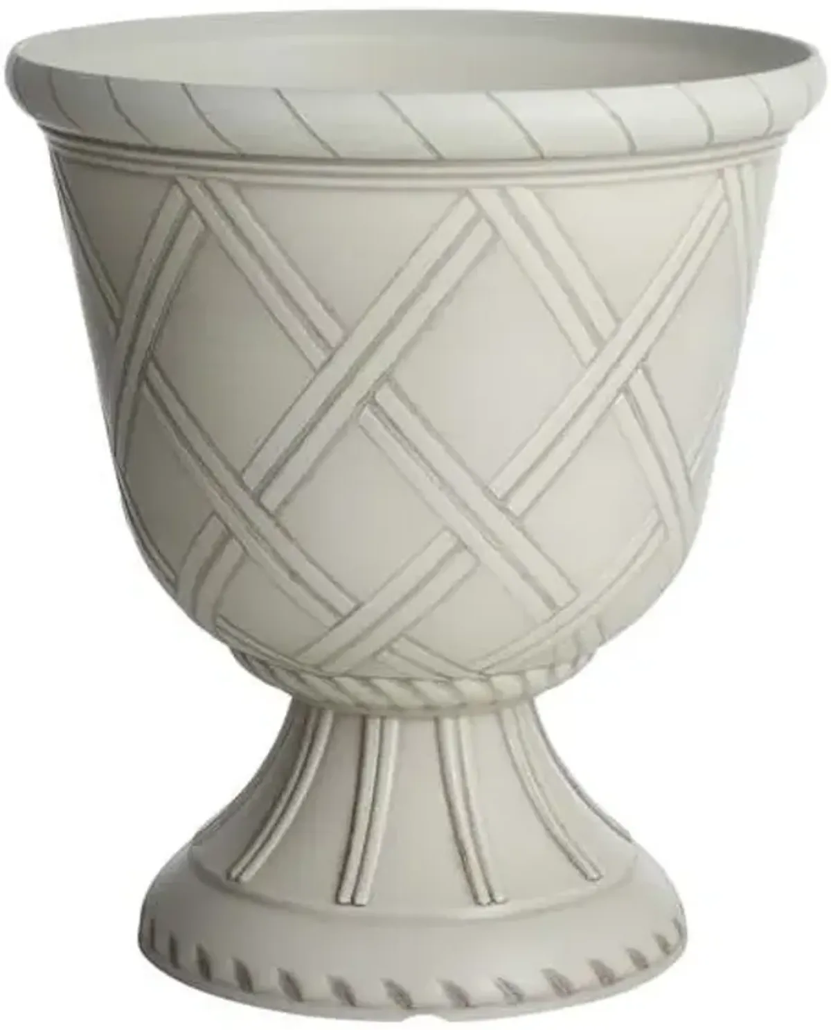 White Lattice Design Urn Outdoor Planter, 17"