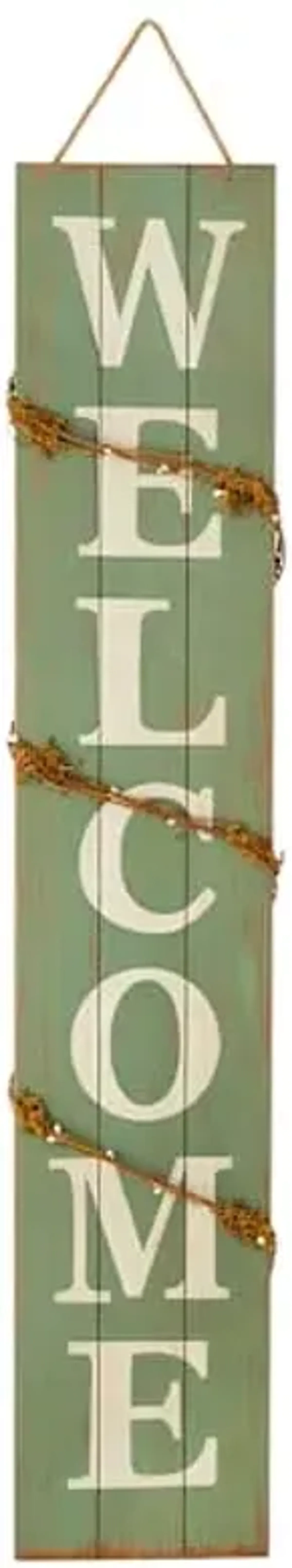 Welcome Green Wooden Outdoor Sign, 42"