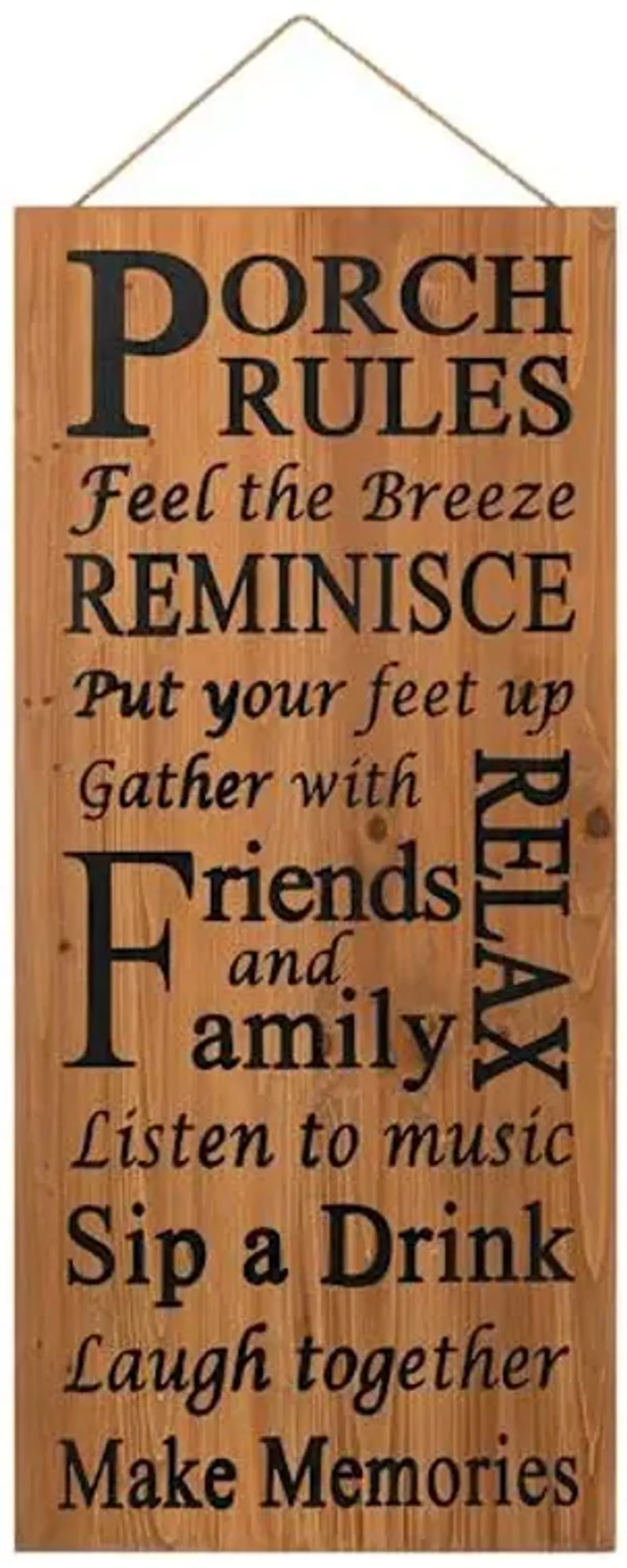 Wooden Porch Rules Outdoor Wall Decor, 48"