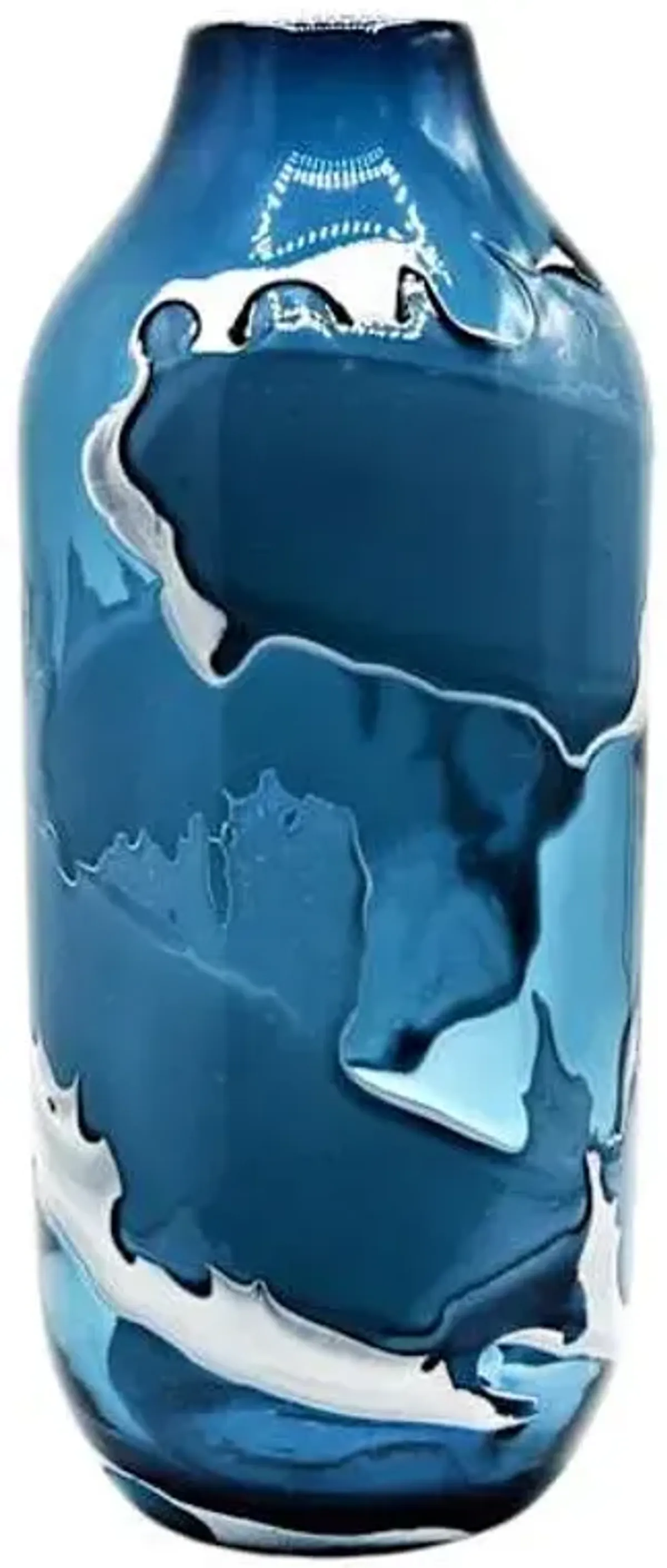 Blue & White Glass Vase, 13.5"