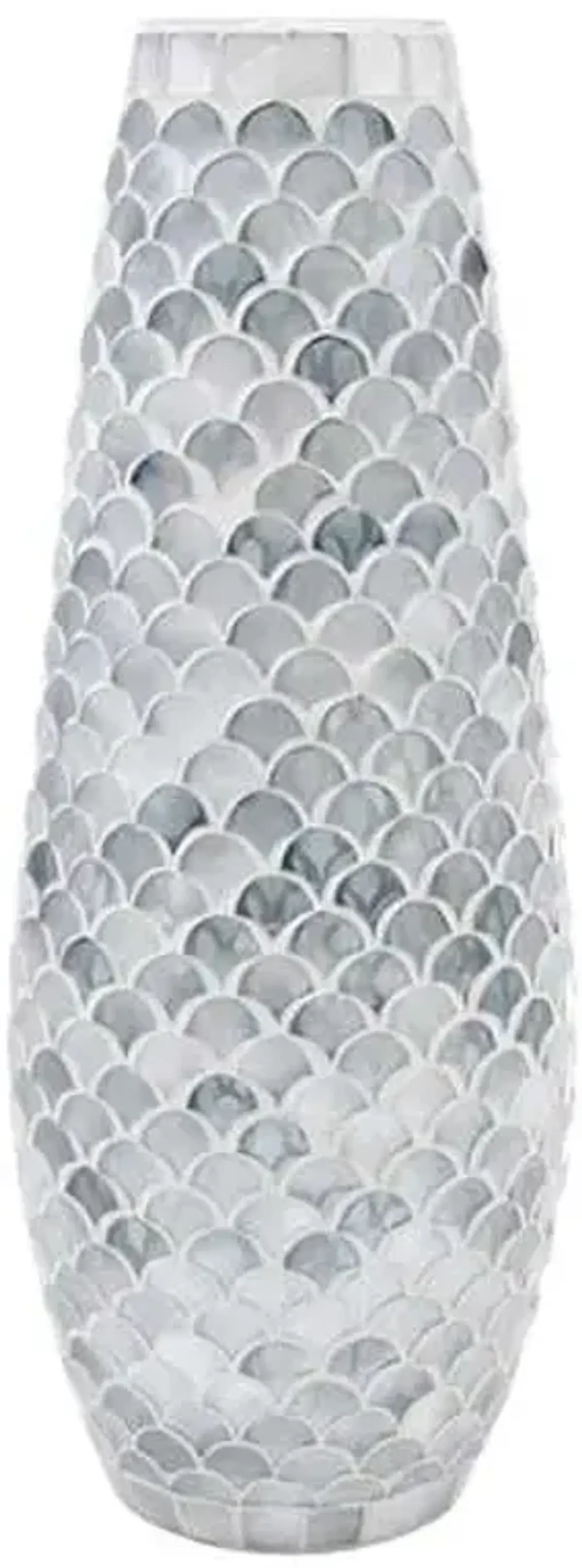 Grey Oval Mosaic Glass Vase, 15"