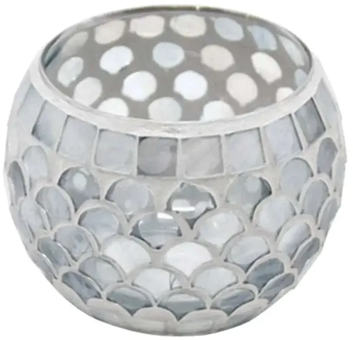 Grey Mosaic Tealight Candle Holder, 4"