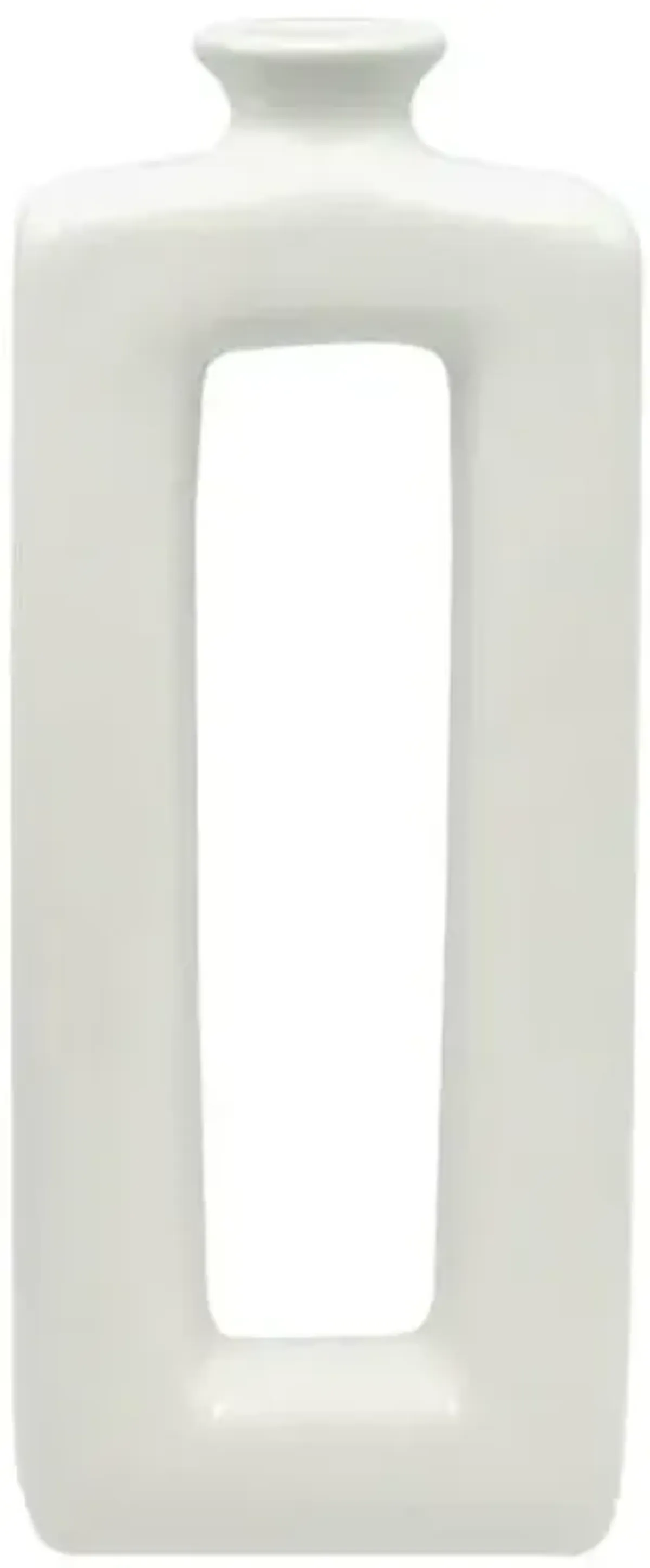 Laila Ali Open White Ceramic Vase, 15.5"