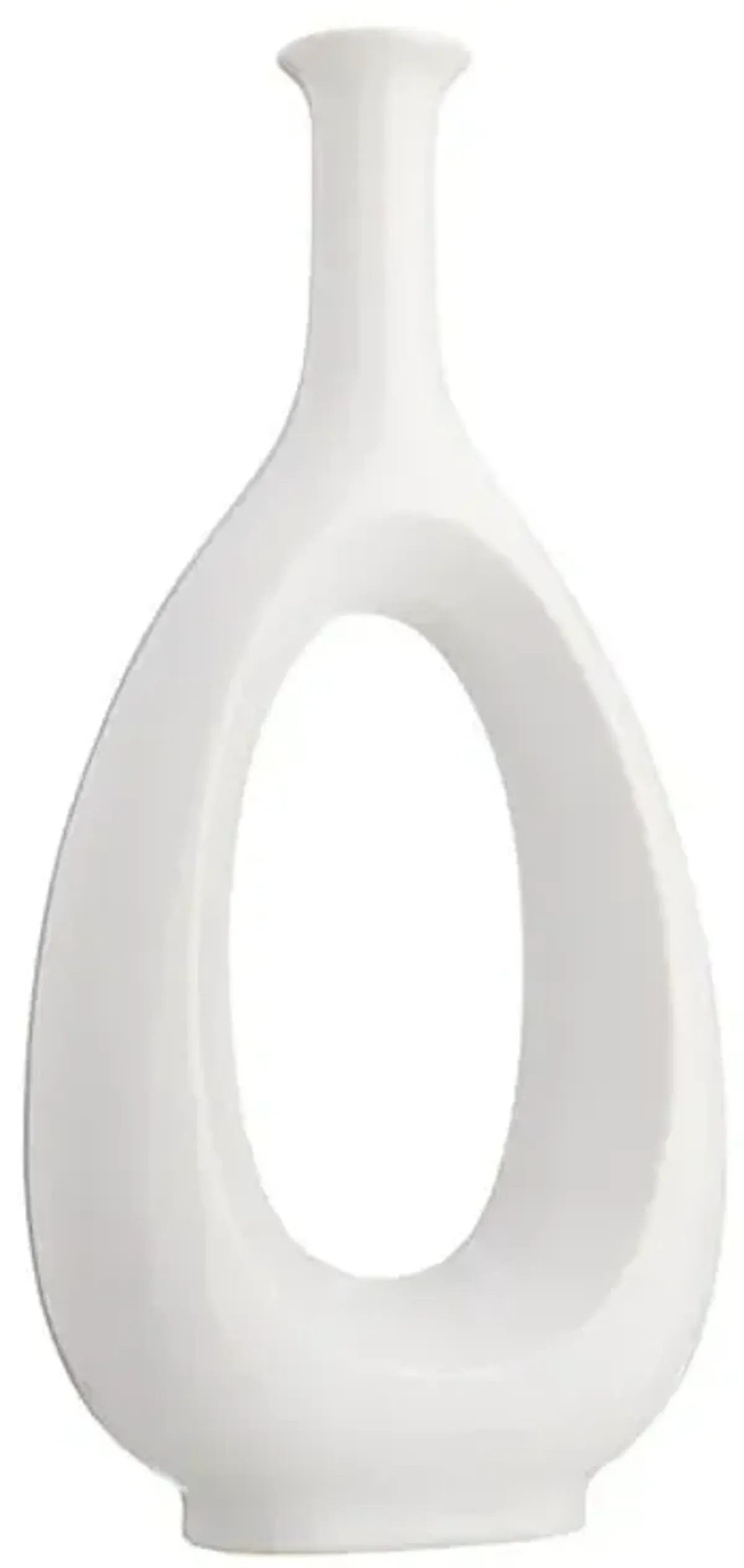 Laila Ali Open White Ceramic Vase, 19"