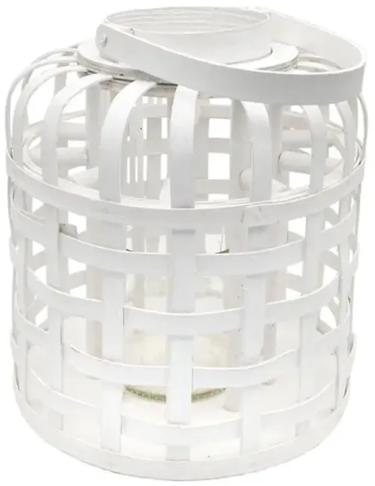 White Wood Cutout Lantern, 12"