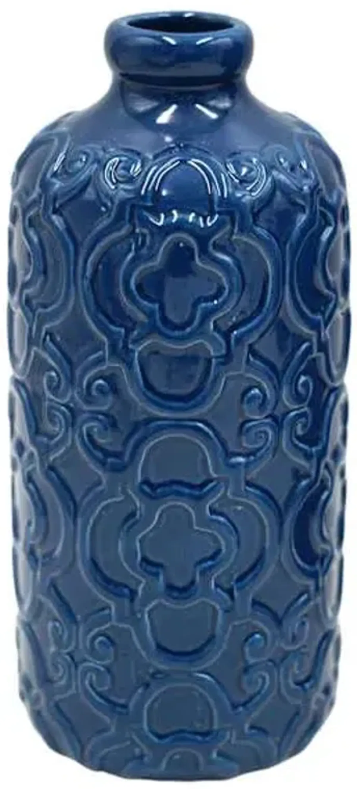 Blue Ceramic Vase, 8"