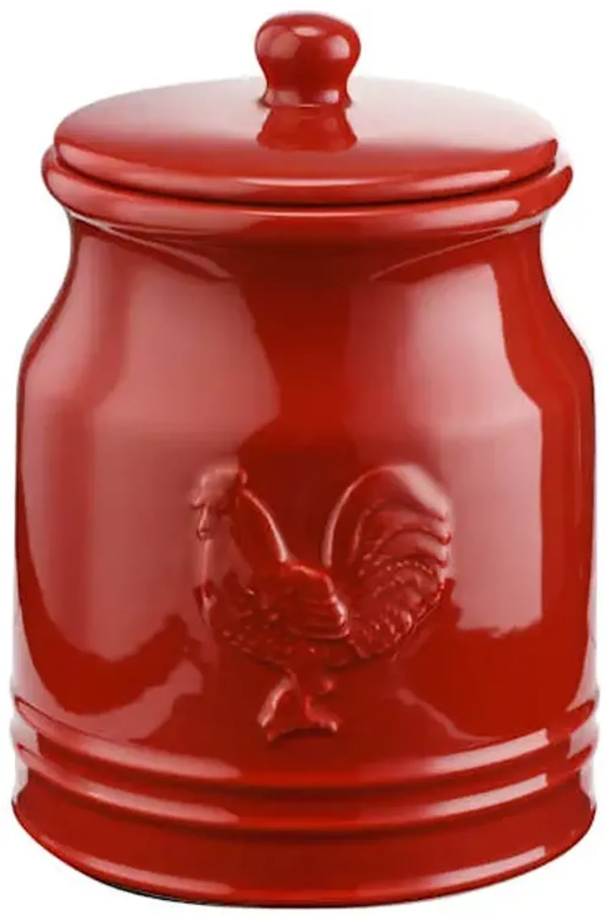 Red Ceramic Rooster Canister, Large