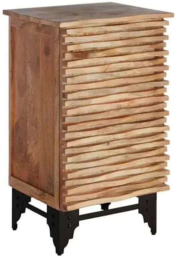 Wave Wood & Metal Accent Cabinet, Natural Mango Wood Finish