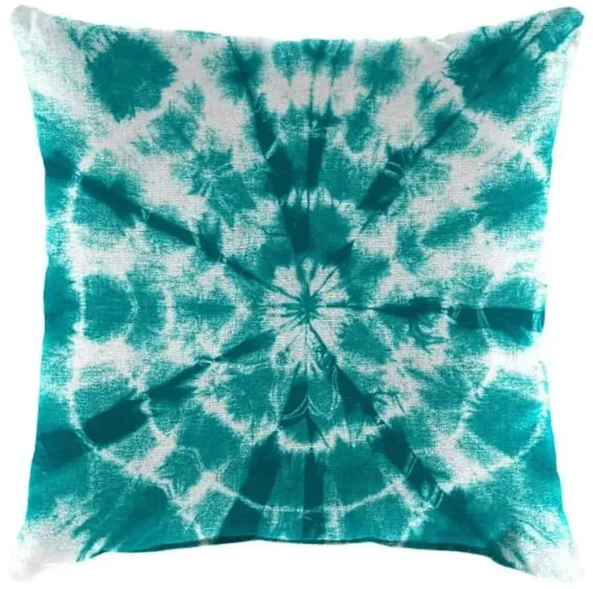 Shibori Turquoise Motif Square Outdoor Throw Pillow, 16"
