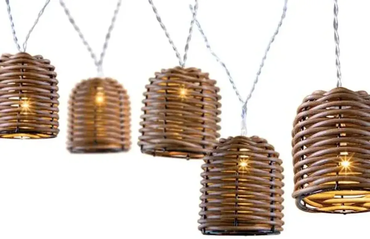 LED Rattan Cone String Lights