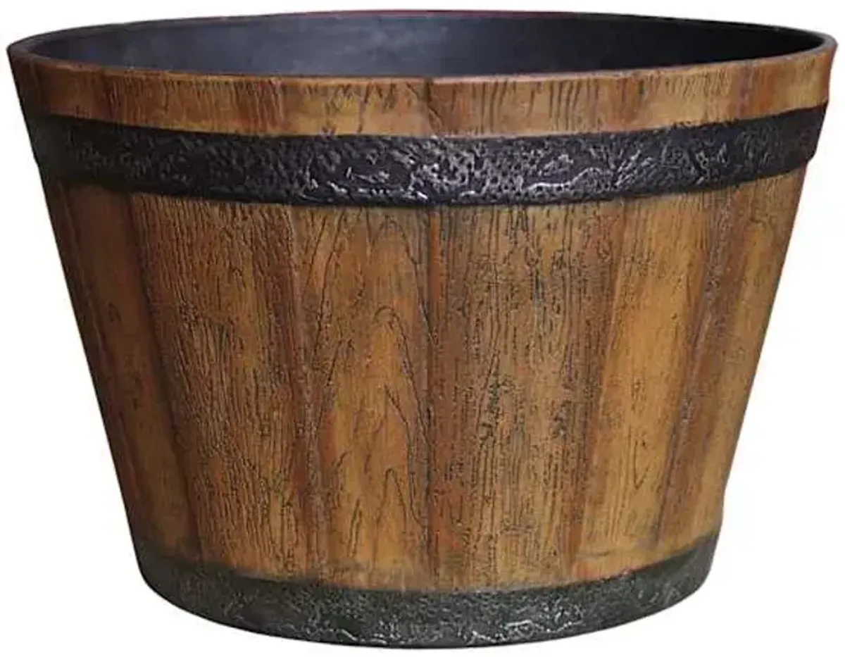 Oak Brown Whiskey Barrel Outdoor Planter, Medium