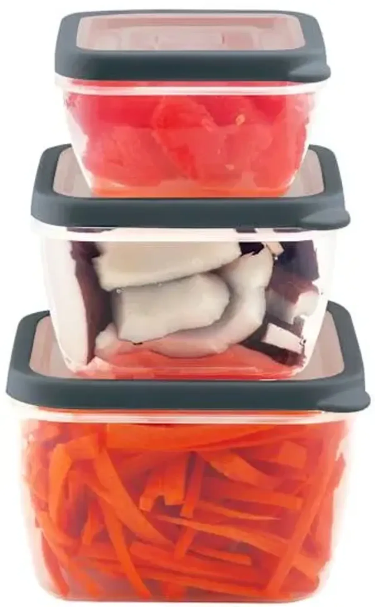 3-Piece Square Plastic Food Storage Set with Vent Lid