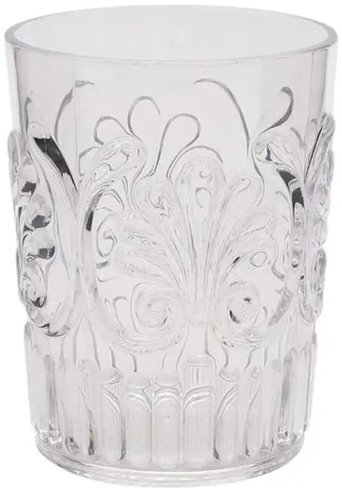 Clear Embossed Acrylic Double Old Fashioned Glass