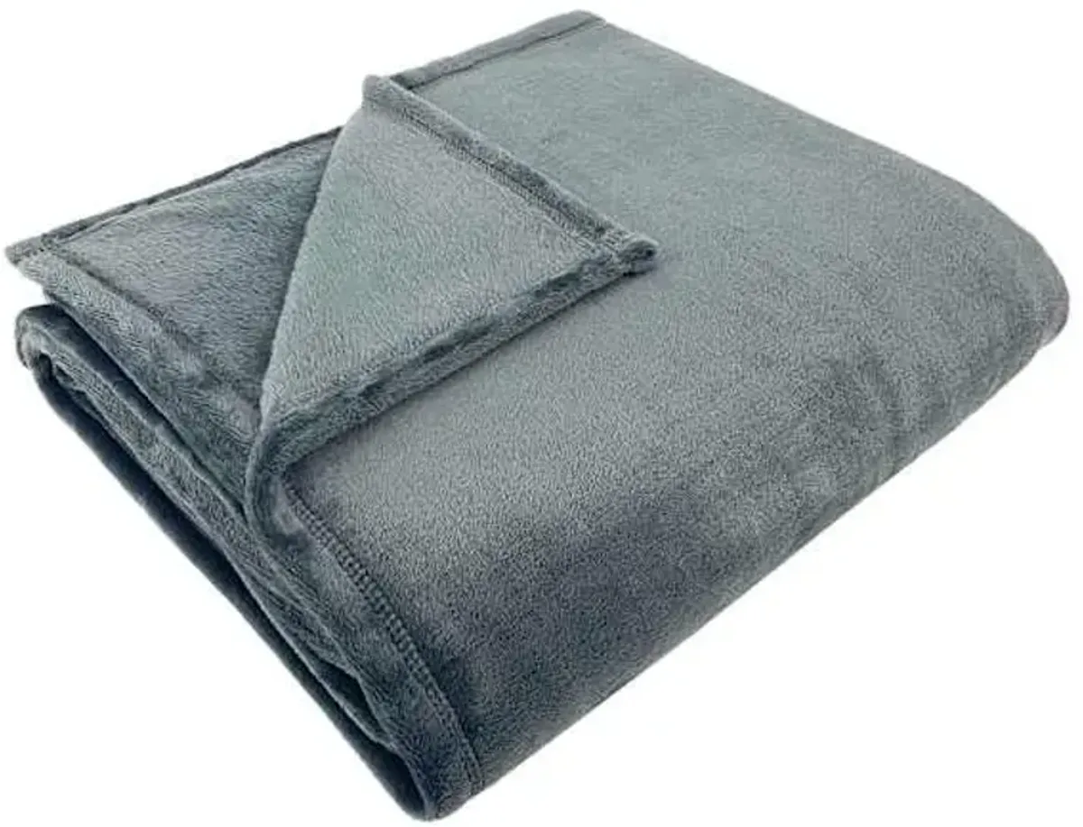 Dark Grey Plush Bed Blanket, King